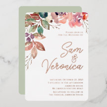 Aquarelle romantique Blush Mauve Rose Gold Foil