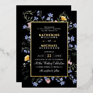 Invitation En Aluminium Aquarelle Russe fleur sauvage Mariage de prairie