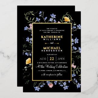 Invitation En Aluminium Aquarelle Russe fleur sauvage Mariage de prairie