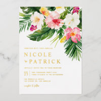 Aquarelle Verdure et fleurs Mariage tropical