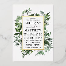 Aquarelle Verdure Ivy Ferns Sage Mariage Gold
