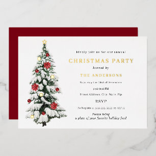 Invitation En Aluminium Arbre aquarelle traditionnel Noël Fête Or