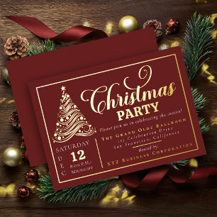 Invitation En Aluminium Arbre de Noël élégant à ruban ornemental pour fête