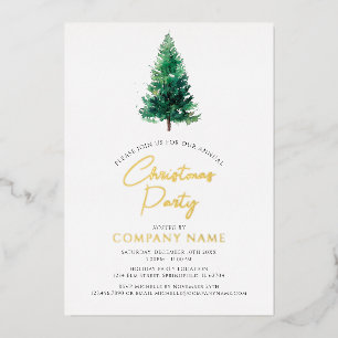 Invitation En Aluminium Arbre de Noël Moderne Élégant Fête d'Entreprise