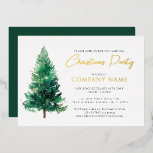 Invitation En Aluminium Arbre de Noël Moderne Élégant Fête d'entreprise