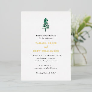 Invitation En Aluminium Arbre de pin rustique mariage moderne save the dat