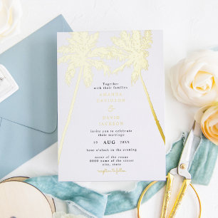 Invitation En Aluminium Arbre Palmier Minimaliste Plage Bohème Mariage Feu