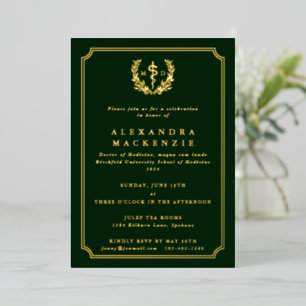 Invitation En Aluminium Arbre vert foncé MD Asclepius + Laurel Wreath Grad