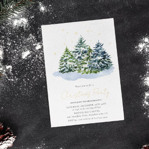 Invitation En Aluminium Arbres d'hiver & Étoiles Fête de Noël Vacances Or