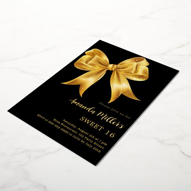 Invitation En Aluminium Arc en or noir Sweet 16 (Rotation)