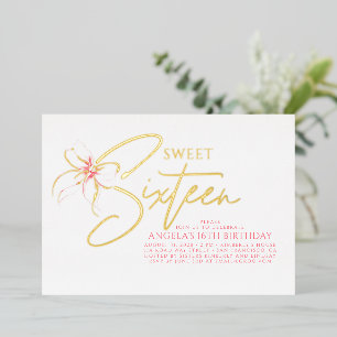 Invitation En Aluminium Arc en ruban rose doux Élégant Romantique 16e anni