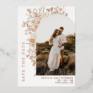 Invitation En Aluminium Arc Fleur sauvage d'automne photo mariage Enregist