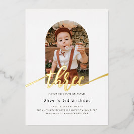 Invitation En Aluminium Arc minimal moderne photo 3e anniversaire