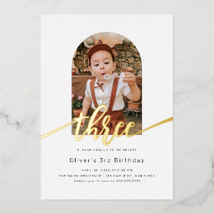 Invitation En Aluminium Arc minimal moderne photo 3e anniversaire