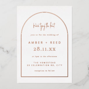Invitation En Aluminium Arc moderne Mariage Real Rose Gold Foil