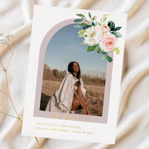 Invitation En Aluminium Arc photo simple moderne Rose diplômé Gold Foil I