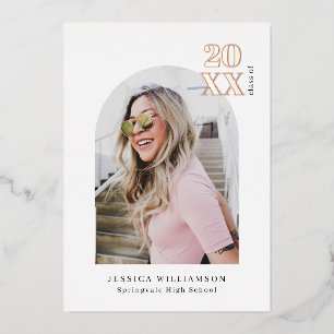 Invitation En Aluminium Arc rose moderne - Photo Grad Rose or réel 