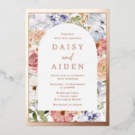 Invitation En Aluminium Arc végétal Mariage Rose or
