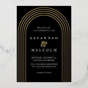 Invitation En Aluminium Arch Minimaliste Mariage Luxueux Simple Or et No