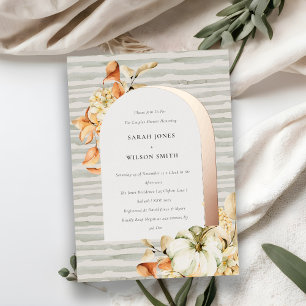Invitation En Aluminium Arche Florale de Citrouille Automnale Rustique pou