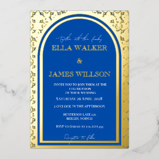 Invitation En Aluminium Arche Royale Bleue Dorée (Uni)