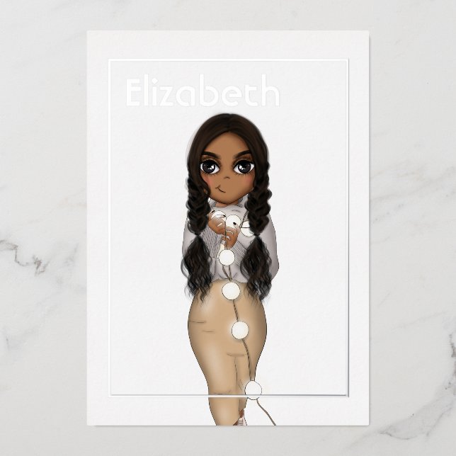 Invitation En Aluminium Argent Afro-Américain Noël Anniversaire (Recto)