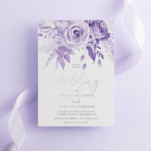 Invitation En Aluminium Argent Rose violet enchanté Mariage