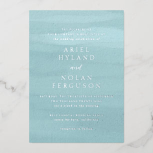 Invitation En Aluminium Ariel Blue Abstract Aquarelle Mariage moderne