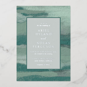 Invitation En Aluminium Ariel Turquoise Vert Abstrait Côtier moderne Maria
