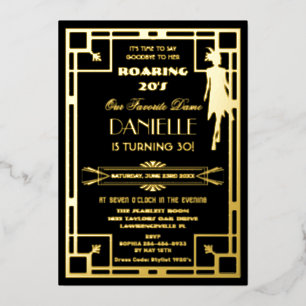 Invitation En Aluminium Art Déco Gatsby Roaring 20s 30e anniversaire Real
