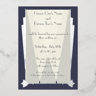 Invitation En Aluminium Art Déco Swanky dans l'Invitation de Blue Foil