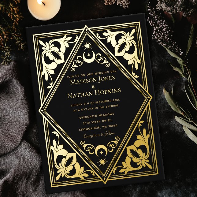 Invitation En Aluminium Art nouveau céleste Tarot Mariage gothique (Créateur téléchargé)