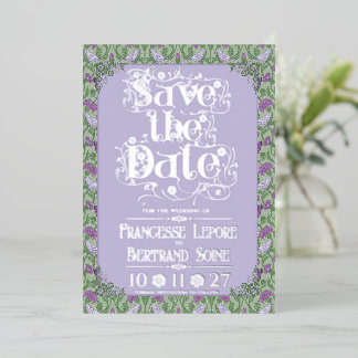 Invitation En Aluminium Art Nouveau Élégants Inséparables Lavande