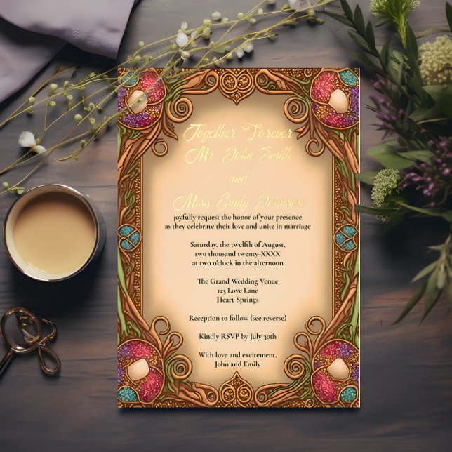 Invitation En Aluminium Art Nouveau II - Lettres de bordure et d'huile - (Créateur téléchargé)