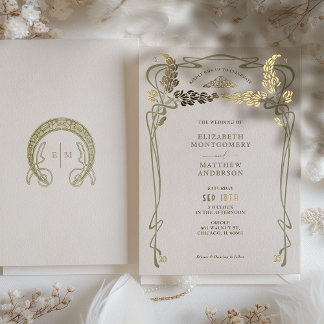Invitation En Aluminium Art Nouveau minimaliste Vintage