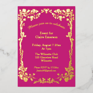 Invitation En Aluminium Art nouveau Rose Élégante Célébration Dorée