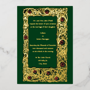 Invitation En Aluminium Art Nouveau Rose Vin et Clover Mariage frontalier
