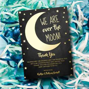 Invitation En Aluminium Au-Dessus De La Lune   Baby shower Merci réel