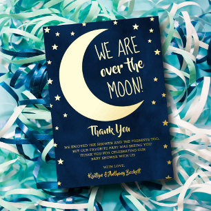 Invitation En Aluminium Au-Dessus De La Lune   Baby shower Merci réel
