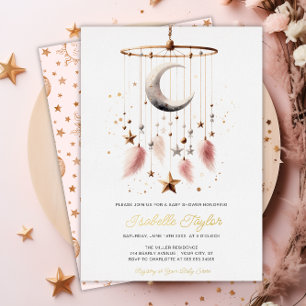 Invitation En Aluminium Au-dessus de la lune Boho Celestial fille Baby sho