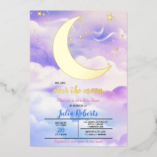 Invitation En Aluminium Au-Dessus Du Baby shower Lune