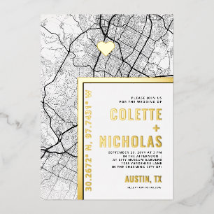 Invitation En Aluminium Austin, Texas Love Locator Mariage sur le thème
