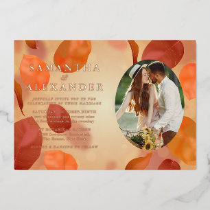 Invitation En Aluminium Automne Boho Oval Photo Terracotta All-in-One Mari