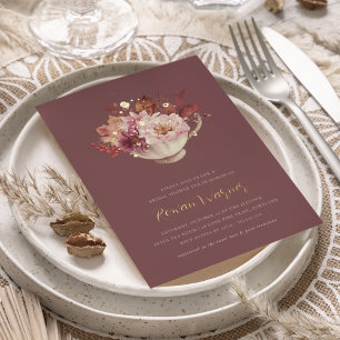 Invitation En Aluminium Automne Floral Teacup Automne Fête des mariées Thé