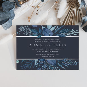 Invitation En Aluminium Azure Hiver Mariage Botanique Bleu