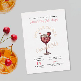 Invitation En Aluminium Babes simples Cocktail rose de la fête de la Saint