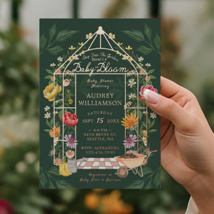 Invitation En Aluminium Baby in Bloom Jardin Floral Serre Baby Shower