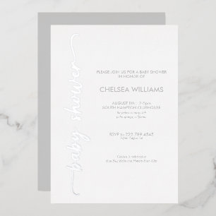 Invitation En Aluminium Baby shower à huile d'argent moderne