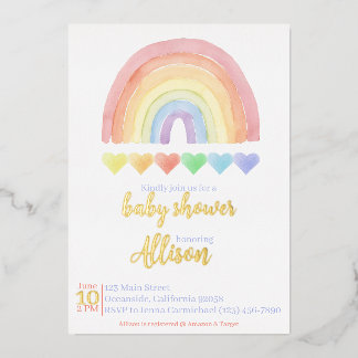 Invitation En Aluminium Baby shower arc-en-ciel