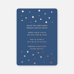 Invitation En Aluminium Baby shower bleu marine Twinkings Stars